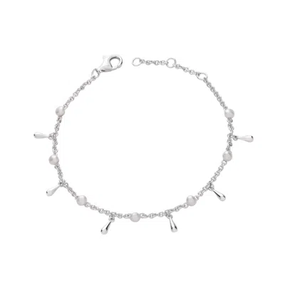 Lucy Quartermaine Women's Silver Royal Pearl Drop Anklet In Metallic