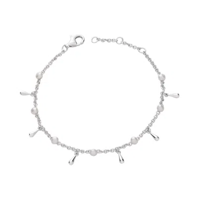 Lucy Quartermaine Women's Solid Sterling Silver Royal Pearl Drop Bracelet