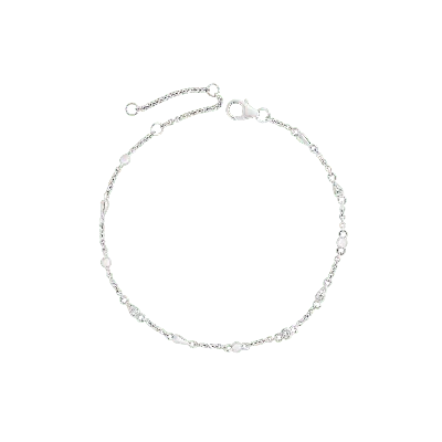 Lucy Quartermaine Women's Silver Skinny Drip Anklet With White Topaz