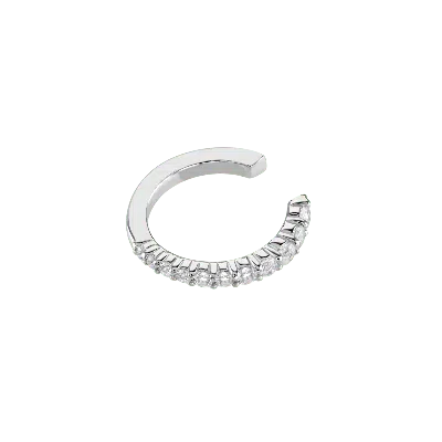 Lucy Quartermaine Skinny Drip Ear Cuff With White Topaz In Silver