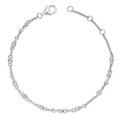 Lucy Quartermaine Women's Silver Skinny Drop Bracelet With White Topaz In Metallic
