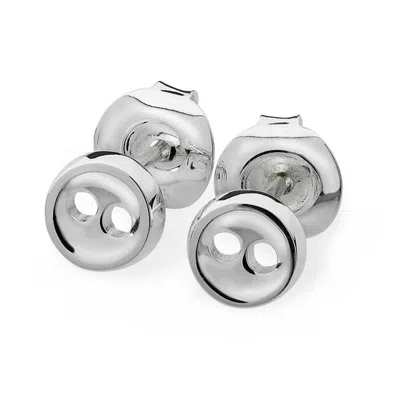 Lucy Quartermaine Women's Silver Small Button Studs In White