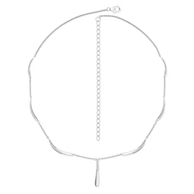 Lucy Quartermaine Women's Silver Station Diamond Drop Necklace In Metallic