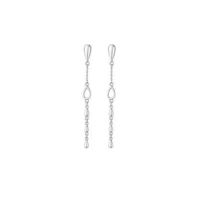 Lucy Quartermaine Women's Silver Station Petal Drop Earrings