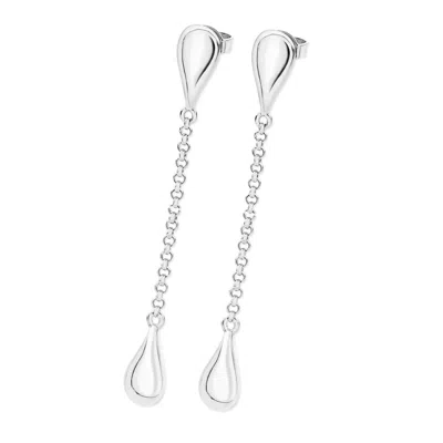Lucy Quartermaine Women's Silver Station Tear Drop Earrings