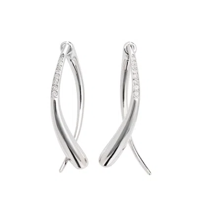 Lucy Quartermaine Women's Silver Sycamore Front And Back Earrings In White