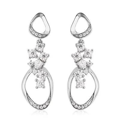 Lucy Quartermaine Women's Silver Volcan Earrings With White Topaz