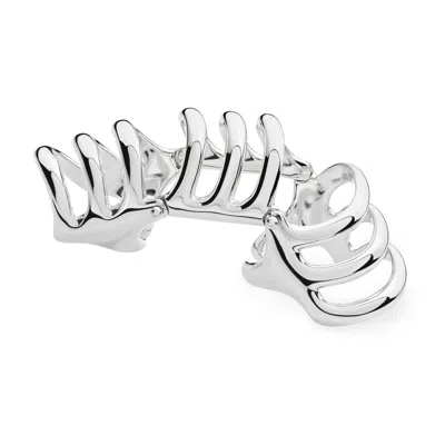 Lucy Quartermaine Women's Solid Sterling Silver Waterfall Armour Ring With Hinge