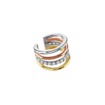 Lucy Quartermaine Waterfall Multitone Ear Cuff With White Topaz In Gold