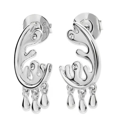 Lucy Quartermaine Women's Silver Wave Studs With Drips Earrings In Metallic