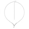 Lucy Quartermaine Women's Silver Wishbone Diamond Drop Necklace In Metallic