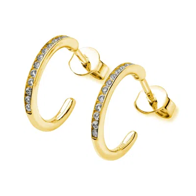 Lucy Quartermaine Women's Skinny Drop Hoops With White Topaz In Gold Vermeil