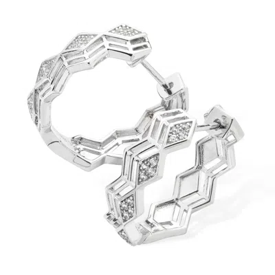 Lucy Quartermaine Women's Solid Sterling Silver Art Deco Triangle Hoops