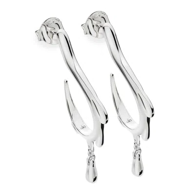 Lucy Quartermaine Dripping Hoop Earrings In Sterling Silver