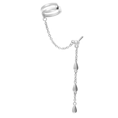 Lucy Quartermaine Women's Solid Sterling Silver Drop Earring With Cuff