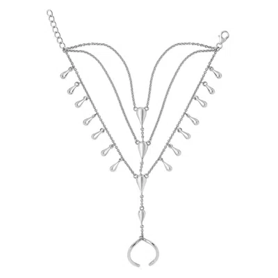 Lucy Quartermaine Drop Hand Chain In Sterling Silver