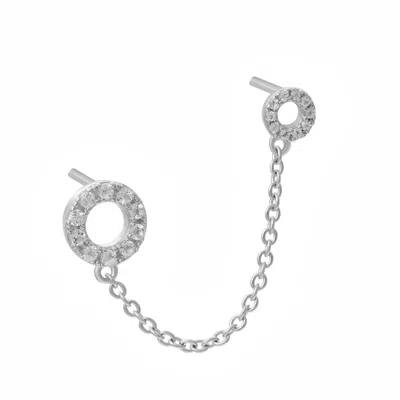 Lucy Quartermaine Women's Solid Sterling Silver Halo Double Post Earring