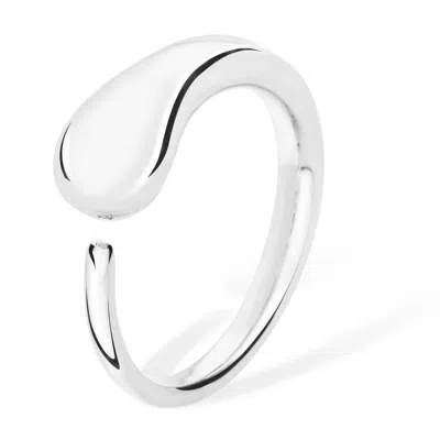 Lucy Quartermaine Women's Solid Sterling Silver Luna Open Drop Ring