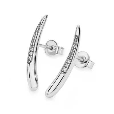 Lucy Quartermaine Women's Solid Sterling Silver Skinny Drip Long Studs