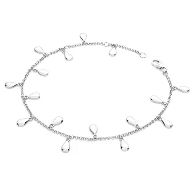 Lucy Quartermaine Women's Solid Sterling Silver Tear Drop Anklet In Metallic