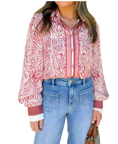 Lucy Rose Puff Sleeve Blouse In Maroon In Multi