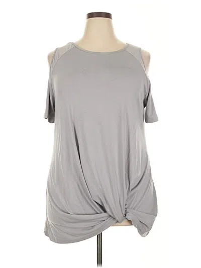 Pre-owned Lucy Short Sleeve Top Gray Cold Shoulder Neckline Tops