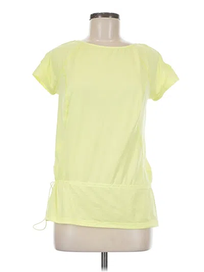 Pre-owned Lucy Short Sleeve Top Yellow Solid Pattern Boatneck Tops