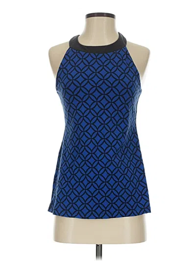Pre-owned Lucy Tank Top Blue Graphic Pattern Halter Neckline Tops