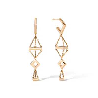 Lúdere Women's Don't Stop Me Now Earrings - Solid 14k Gold Chandelier Chain Statement Earrings