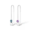 Lúdere Women's Falling & Laughing Threader Earrings - Sterling Silver Threader Earrings With London Blue To