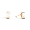 Lúdere Women's White / Gold It's A Long Story Earrings - 18k Gold Vermeil With Moonstone Baguette Stud Earr