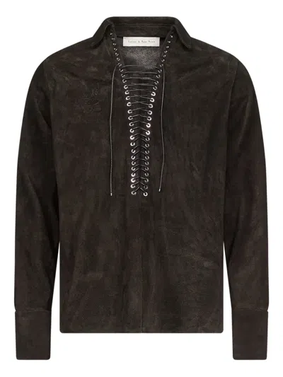Ludovic De Saint Sernin Alan Lace-up Suede Shirt In Brown