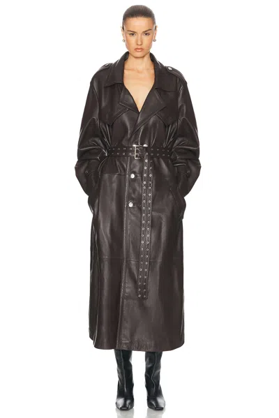 Ludovic De Saint Sernin Amanda Trench Leather Coat In Brown