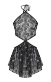 Ludovic De Saint Sernin Anne Sequin Cutout Mini Dress In Black