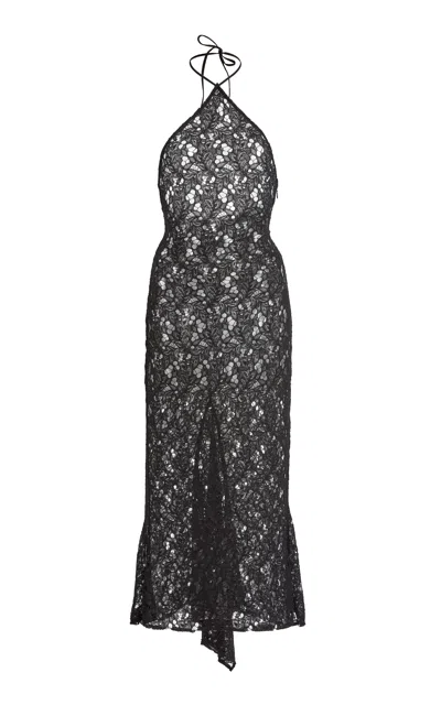 Ludovic De Saint Sernin Anthonia Lace Halter Dress In Black