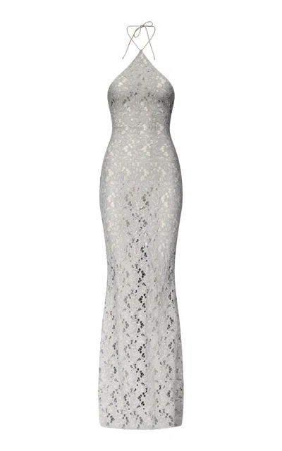 Ludovic De Saint Sernin Anthonia Lace Maxi Dress In Gray