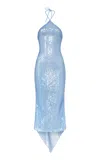 Ludovic De Saint Sernin Anthonia Sequined Open-back Midi Dress In Blue