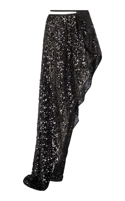 Ludovic De Saint Sernin Ballet Sequined High-to-low Wrap Skirt In Black