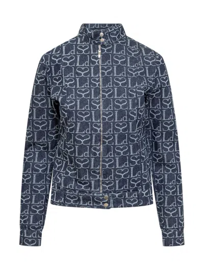 Ludovic De Saint Sernin Biker Jacket In Indigo Mono