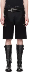 Ludovic De Saint Sernin Black Chaps Denim Shorts