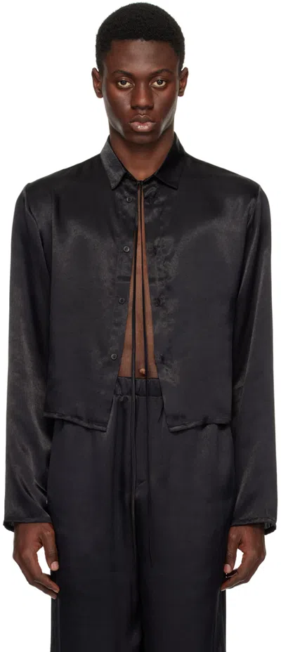 Ludovic De Saint Sernin Black Crop Shirt In Black Vanille