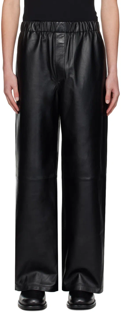 Ludovic De Saint Sernin Black Elasticized Leather Trousers