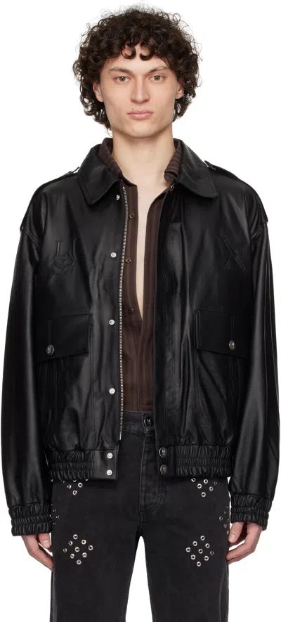 LUDOVIC DE SAINT SERNIN BLACK ROBERT LEATHER JACKET