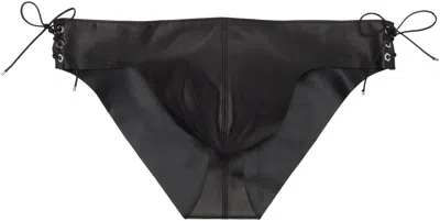 Ludovic De Saint Sernin Black Side Laced Leather Briefs