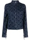 Ludovic De Saint Sernin Monogram-print Denim Jacket In Blue