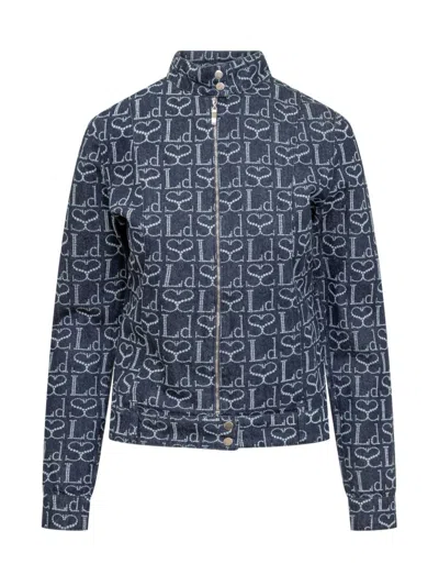 Ludovic De Saint Sernin Blue Logo Band Collar Blazer