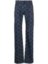 Ludovic De Saint Sernin Straight Fit Monogram Denims With Lace-up Detail 23cm In Blue