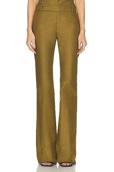 Ludovic De Saint Sernin Bum Cotton Canvas Midrise Straight Pants In Olive Green