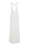 Ludovic De Saint Sernin Carrie Rib-knit Cotton Maxi Dress In White