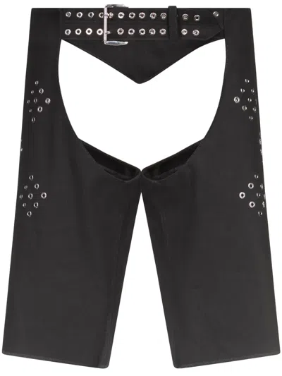 Ludovic De Saint Sernin Chaps Denim Shorts In Black